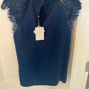 Generation love Charlotte lace and silk top in navy size XS brand new with tags